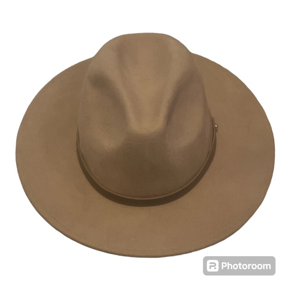 Women’s Free People Wyeth Fedora w/ Brown  Faux Leather Strap Wool Felt One Size